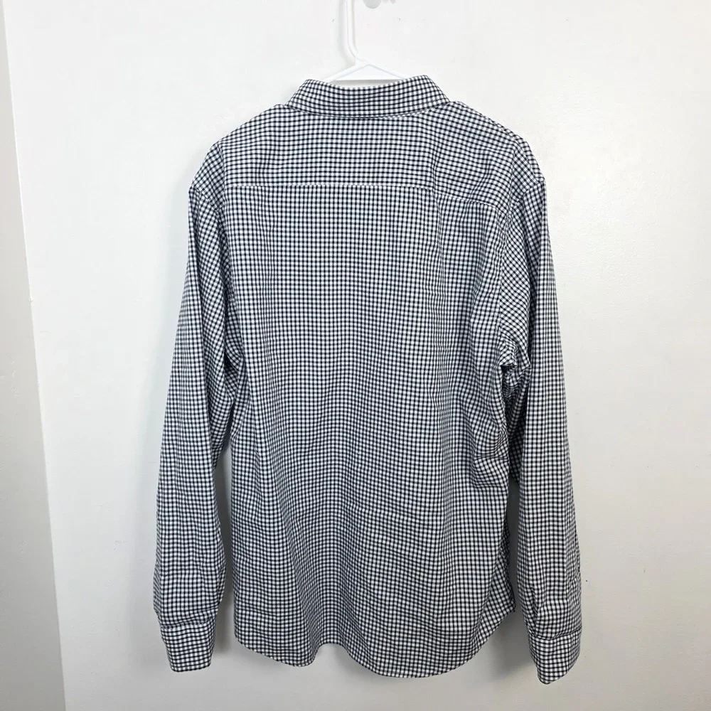 Banana Republic‎ Navy White Gingham Oxford Untucked Fit Button Up Shirt Sz Large